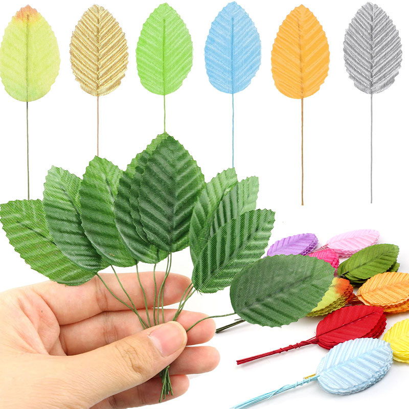 Florist Supply Bulk - Feuilles de roses artificielles en soie,