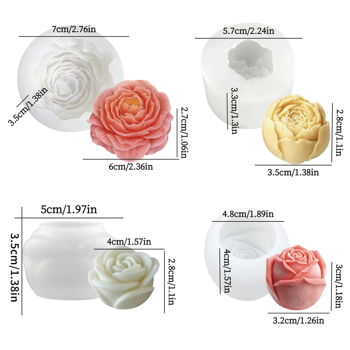 Florist Supply Bulk - Ensemble de moules floraux 4 pièces-pivoine,
