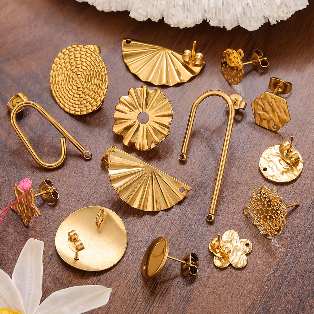 Flower Supply - Boucles d'oreilles en acier inoxydable, plaque
